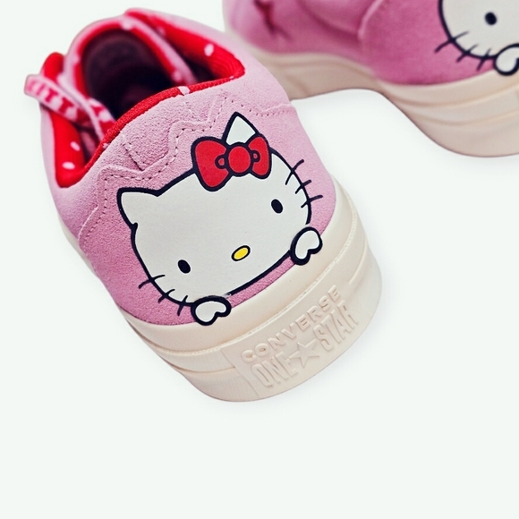 🆕️RARE Converse x Hello Kitty One Star Pink Suede Low Top Lace up Sneakers Shoe - Picture 10 of 16